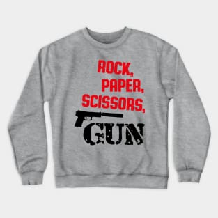 Rock, Paper, Scissors, Gun (Red) Crewneck Sweatshirt